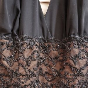 Scarlett halter black beaded evening dress 6